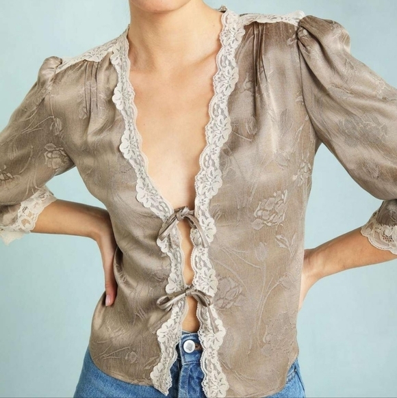 Rouje Aldo Top in Jacquard Sable size 42 NWT - Picture 2 of 10